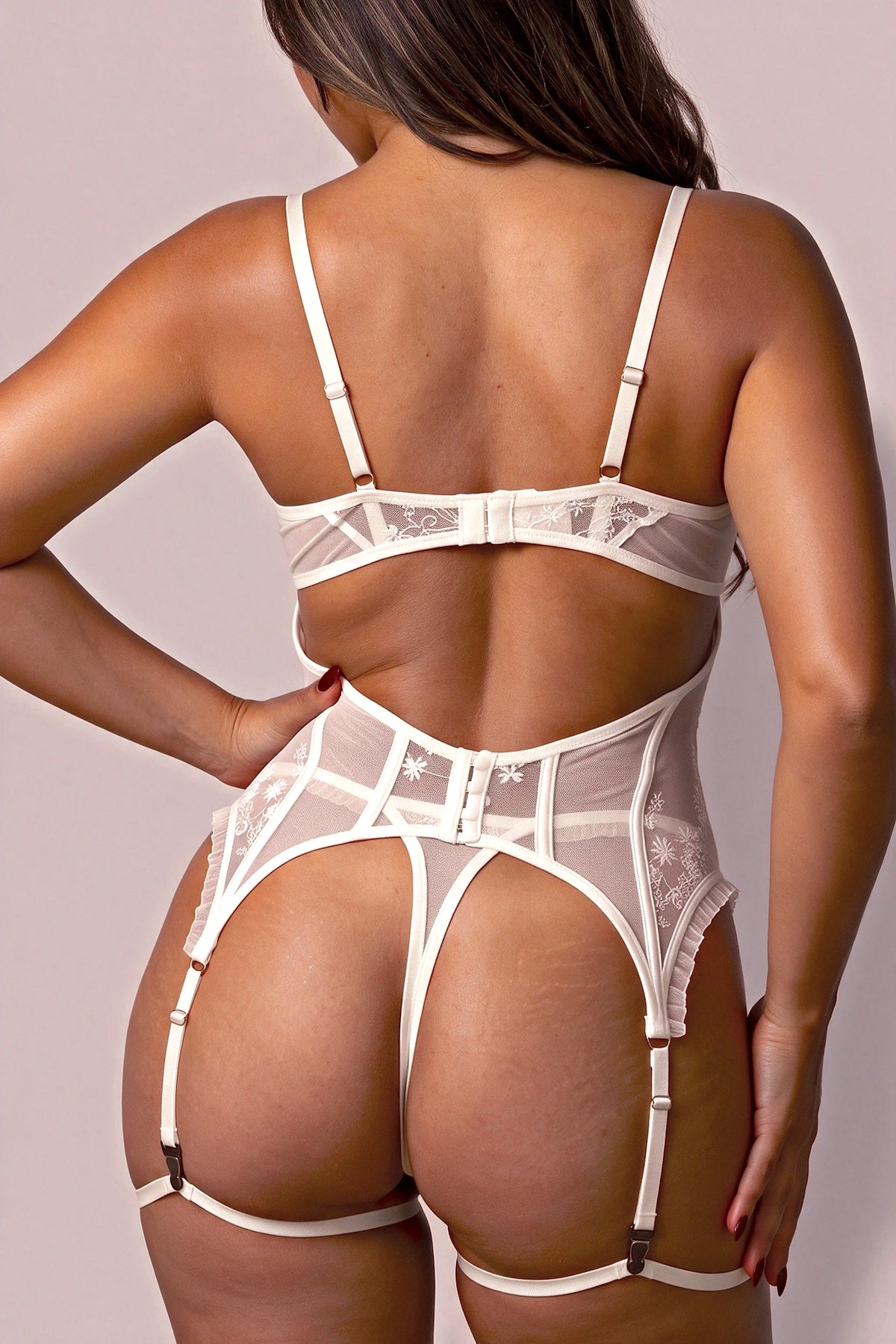 Ensemble lingerie trois pièces - BRODELYS Blanc - NAKED Underwear FR