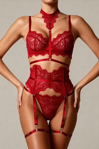 Five-piece women's lingerie set - MOON Red
