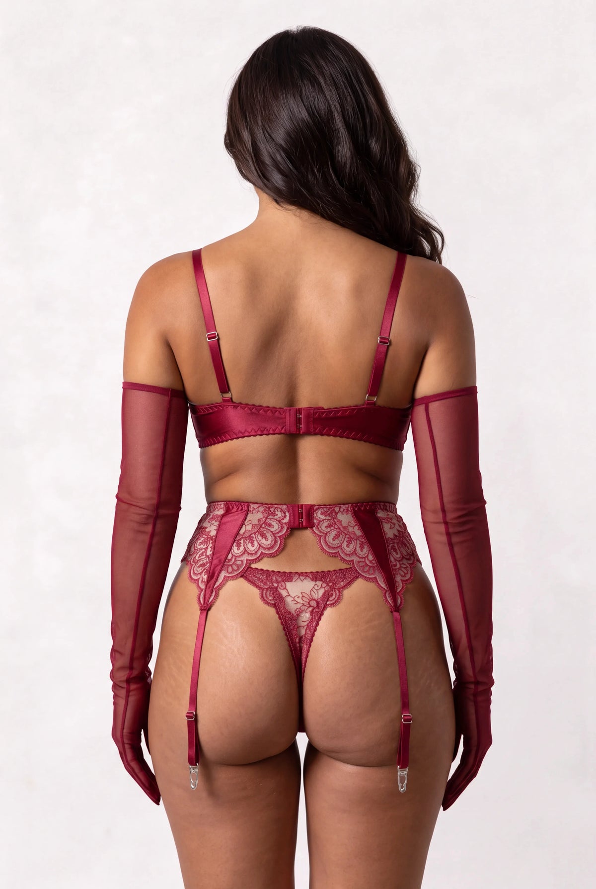 Three-piece lingerie set - EMBRACE Bordeaux