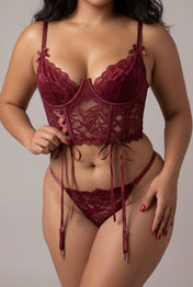 Three-piece lingerie set - Promise Bordeaux 
