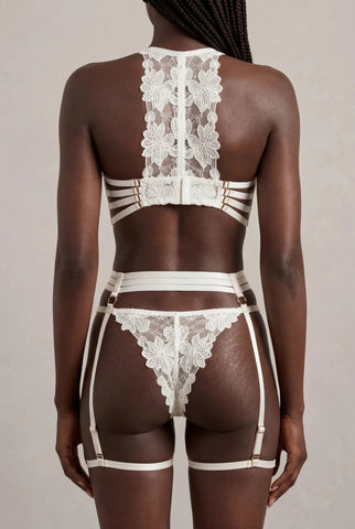 Suspender belt + thigh straps - JOLYE White